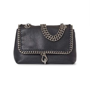 NWT Rebecca Minkoff Edie Leather shoulder bag with chain trim.